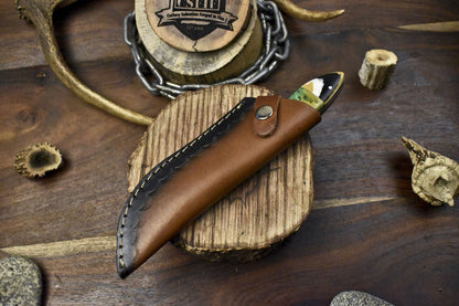 Custom Twist Damascus Skinner Knife with Corain Handle for Tactical Hunting