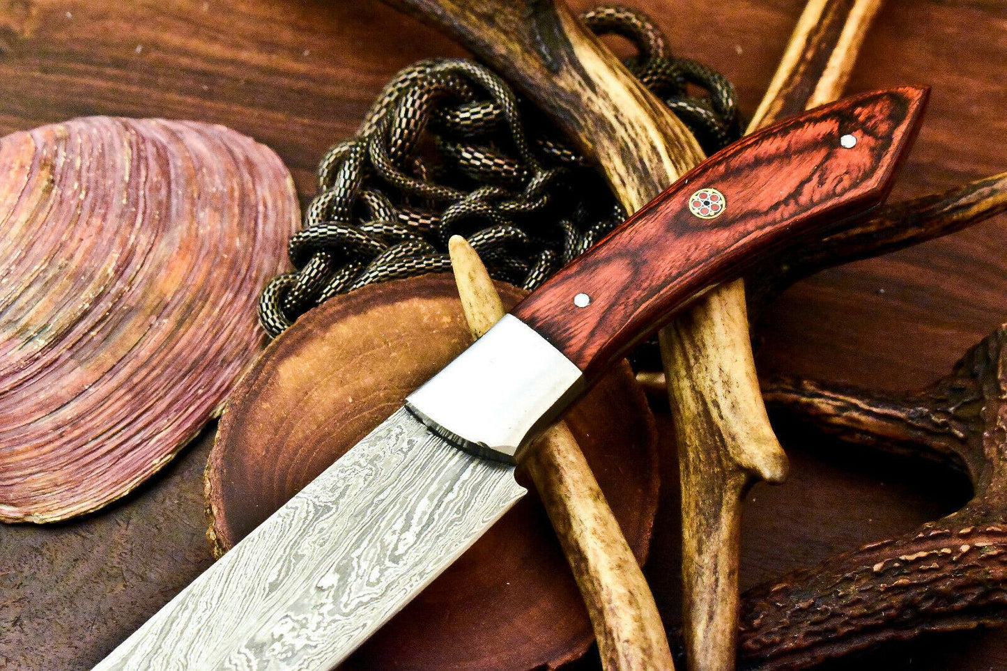 Custom Handmade Damascus Chef Knife | 12" Full Tang Hard Wood Handle