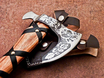 Custom Handmade Carbon Steel Viking Bearded Axe – 14.5" Camping Hatchet Tomahawk