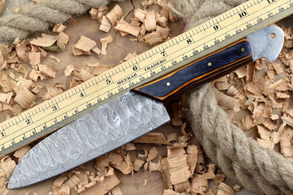 Handmade Damascus Steel Kitchen Chef Knife | 11" Forged Blade with Black & Orange Dollar Thappa Handle