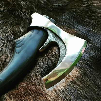 Custom Handmade High-Polish Carbon Steel Viking Hatchet Tomahawk Beared Axe