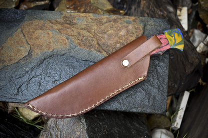 Forged Twist Damascus Skinner Knife with Gut Hook and Hard Wood Handle Tactical Hunting
