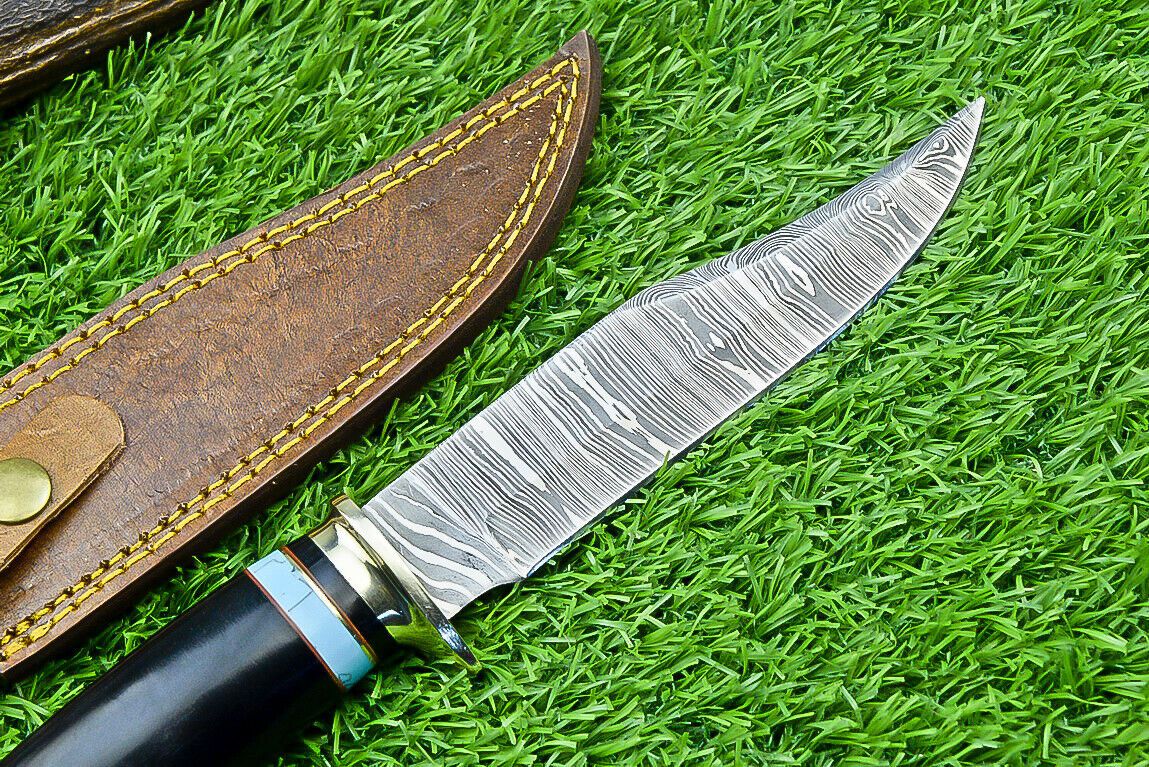Heritage Forge 11 Inch Damascus Steel Bowie Knife with Resin and Hardwood Handle