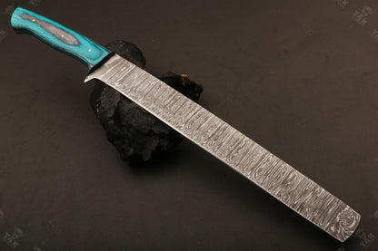 16" Custom Hand Forged Fire Damascus Steel Chef & Brisket Knife for Kitchen Use