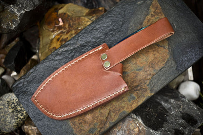 Custom Forged Clever Chopper Axe Knife Twist Damascus with Micarta Handle and Leather Sheath
