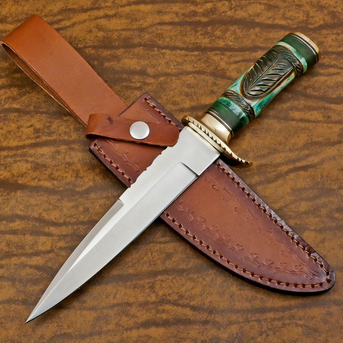 Custom Handmade 12 Inch D2 Steel Blade Hunting Bowie Outdoor Knife