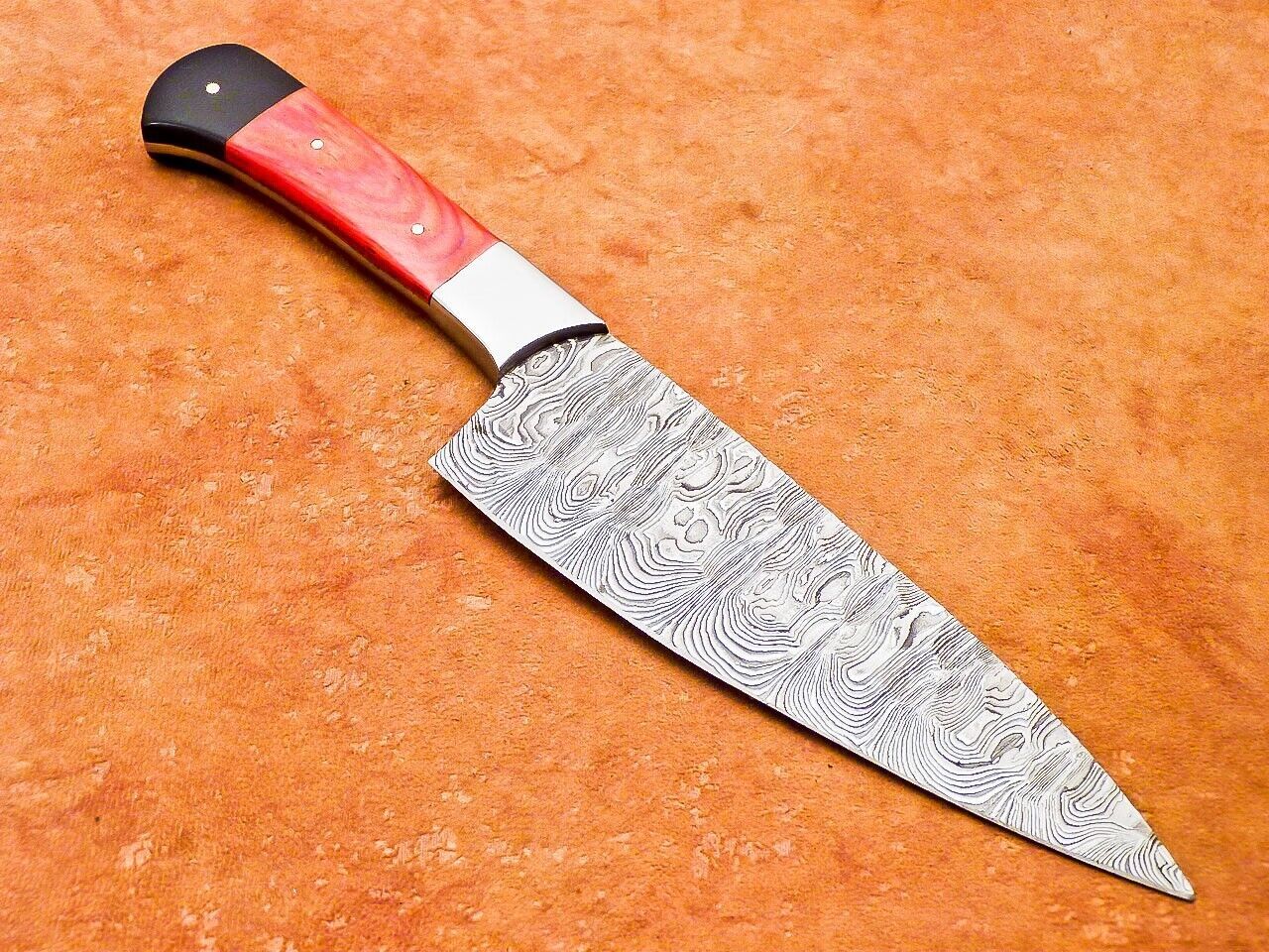 Handmade 12" Damascus Steel Chef Knife with Hardwood Handle