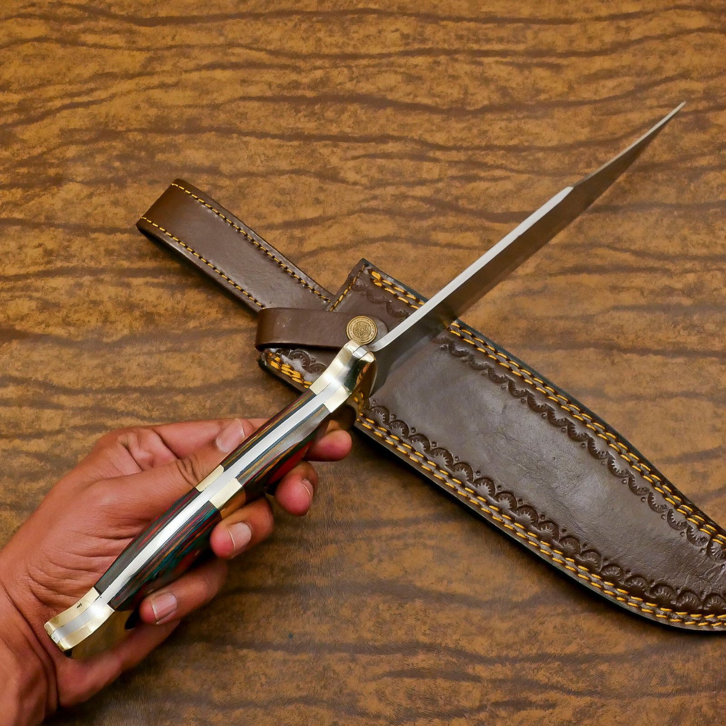 Titanium  12-Inch D2 Steel Full Tang Massive Bowie Hunting & Sport Knife