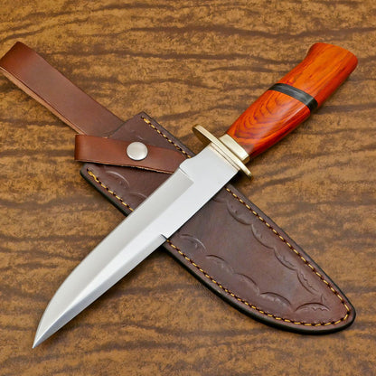 Handmade D2 Steel Bowie EDC Hunting Knife with Pakka Wood Handle – 12 Inch Full Tang