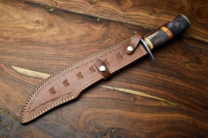 17 Inch Damascus Steel Bowie Knife with Camel Bone Handle