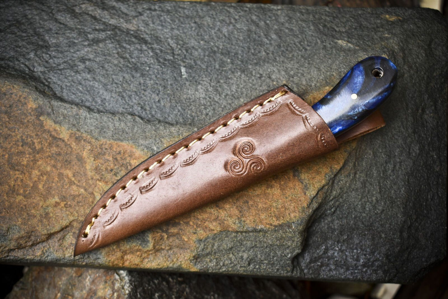 Tactical Damascus Skinner Knife Twist Pattern with Micarta Handle – Custom Handmade Hunting Knife Veterans Gift