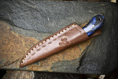 Tactical Damascus Skinner Knife Twist Pattern with Micarta Handle – Custom Handmade Hunting Knife Veterans Gift