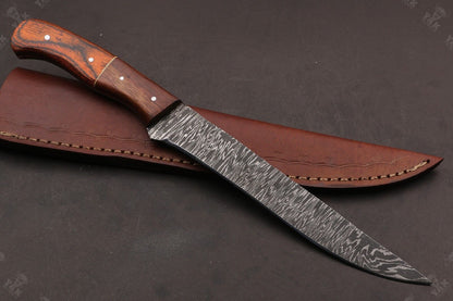 12" Custom Handmade Twist Damascus Steel Fillet Knife & Damascus Fillet Knife W/Sheath
