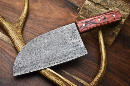 Handmade Damascus Steel Chef Chopper Knife – Full Tang Kitchen Knife with Hardwood Handle