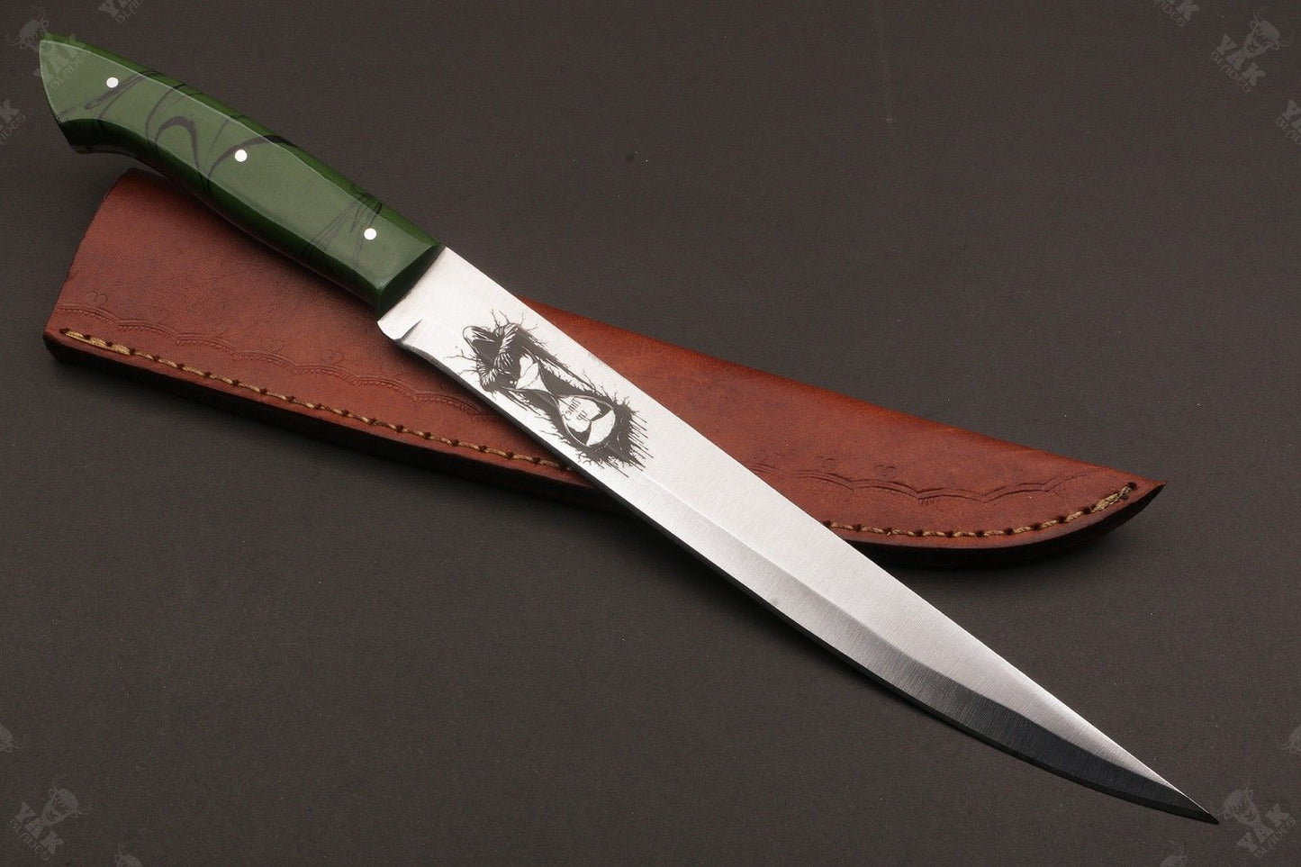 14" Custom Handmade D2 Steel Fillet Knife Best Fillet Knife & Custom Fillet Knife With Sheath