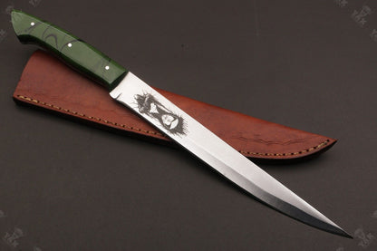 14" Custom Handmade D2 Steel Fillet Knife Best Fillet Knife & Custom Fillet Knife With Sheath