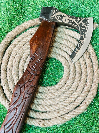 Handmade Forged   Steel Viking Bearded Camping Hatchet Tomahawk Axe