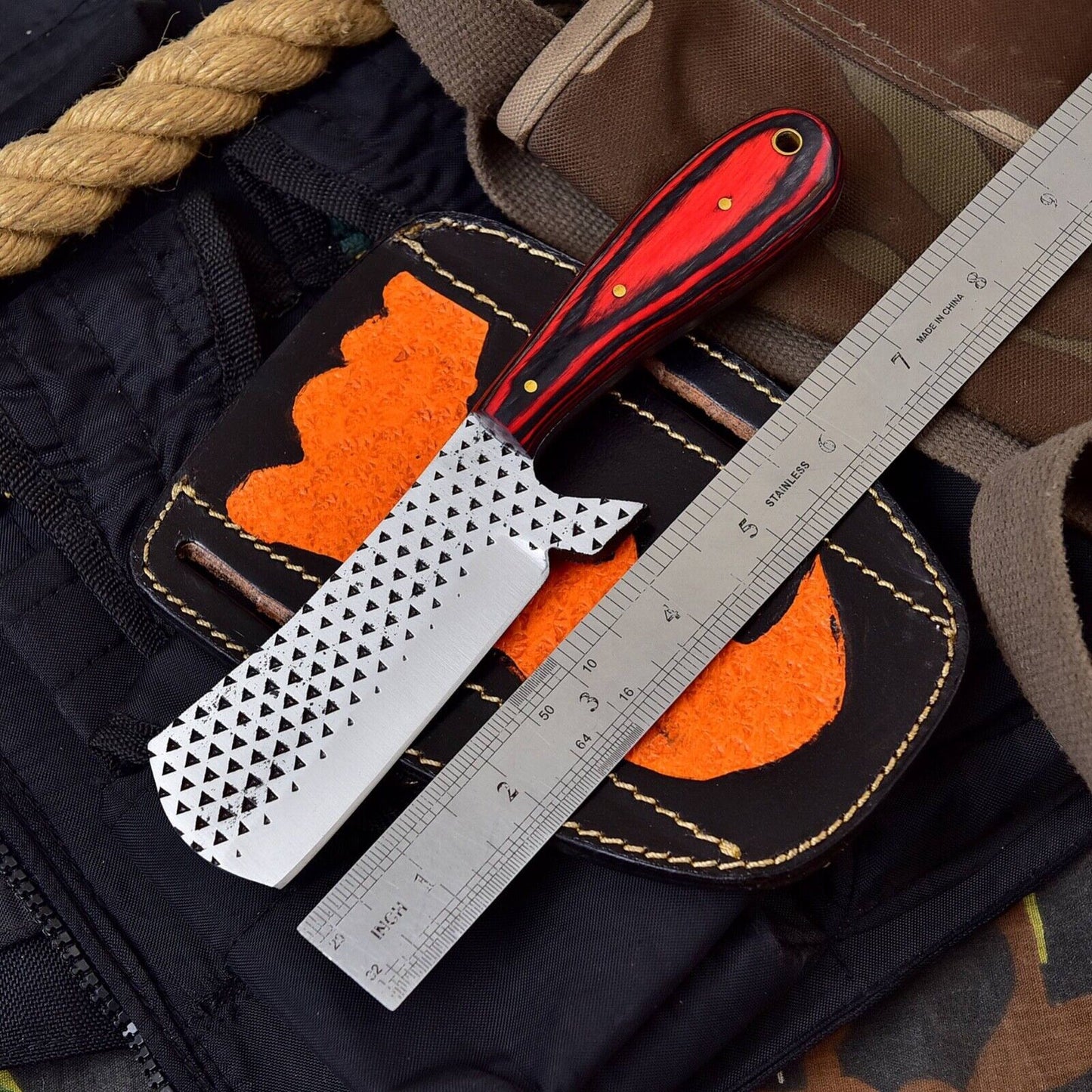 Handmade Bull Cutter Knife With Sheath Cowboy Bull Cutter Knife With Horse File Steel Blade