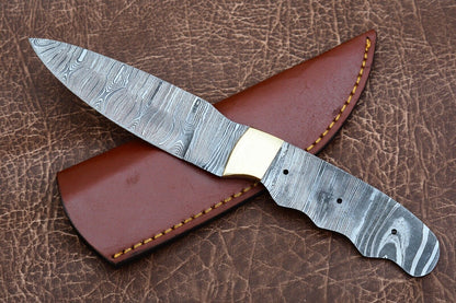 Twist Damascus Knife Blank with Full Tang and Drop Point Blade for Custom Making