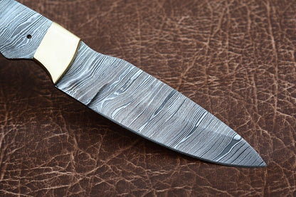 Twist Damascus Knife Blank with Full Tang and Drop Point Blade for Custom Making