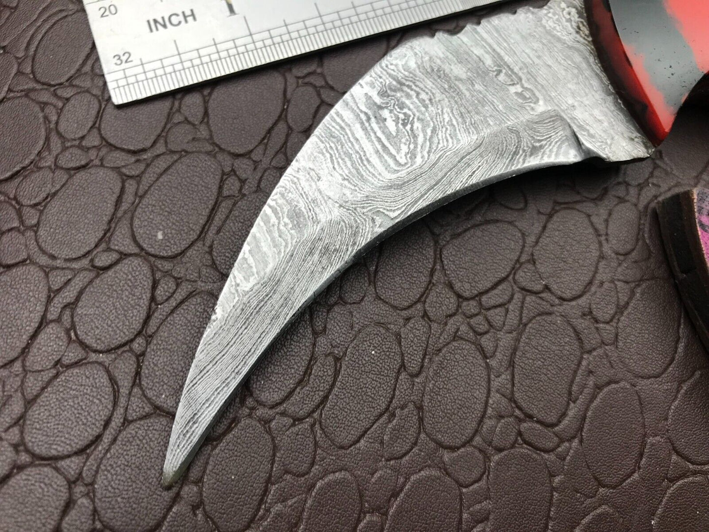 Best 8" Damascus Karambit Knife Full Tang Damascus Steel Karambit with Resin Handle