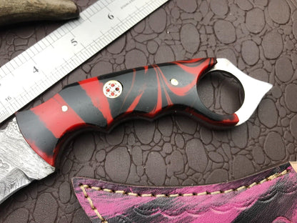 Best 8" Damascus Karambit Knife Full Tang Damascus Steel Karambit with Resin Handle