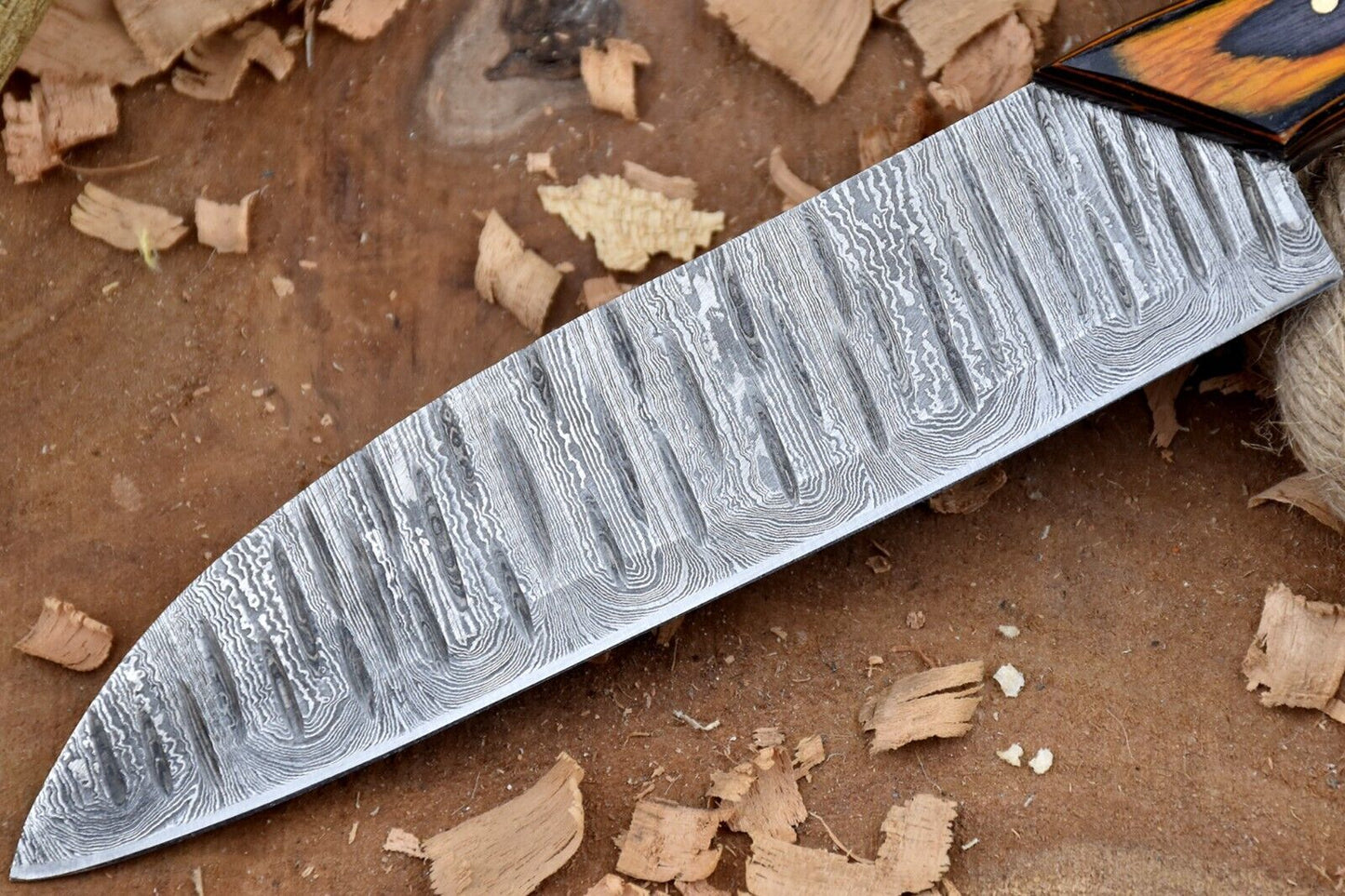 Handmade Forged Damascus Steel Chef Knife with Orange & Black Handle