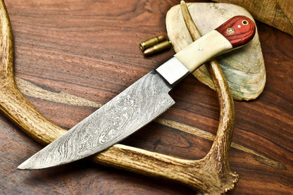 Damascus Steel Chef Knife – Full Tang Kitchen Knife with Camel Bone Handle