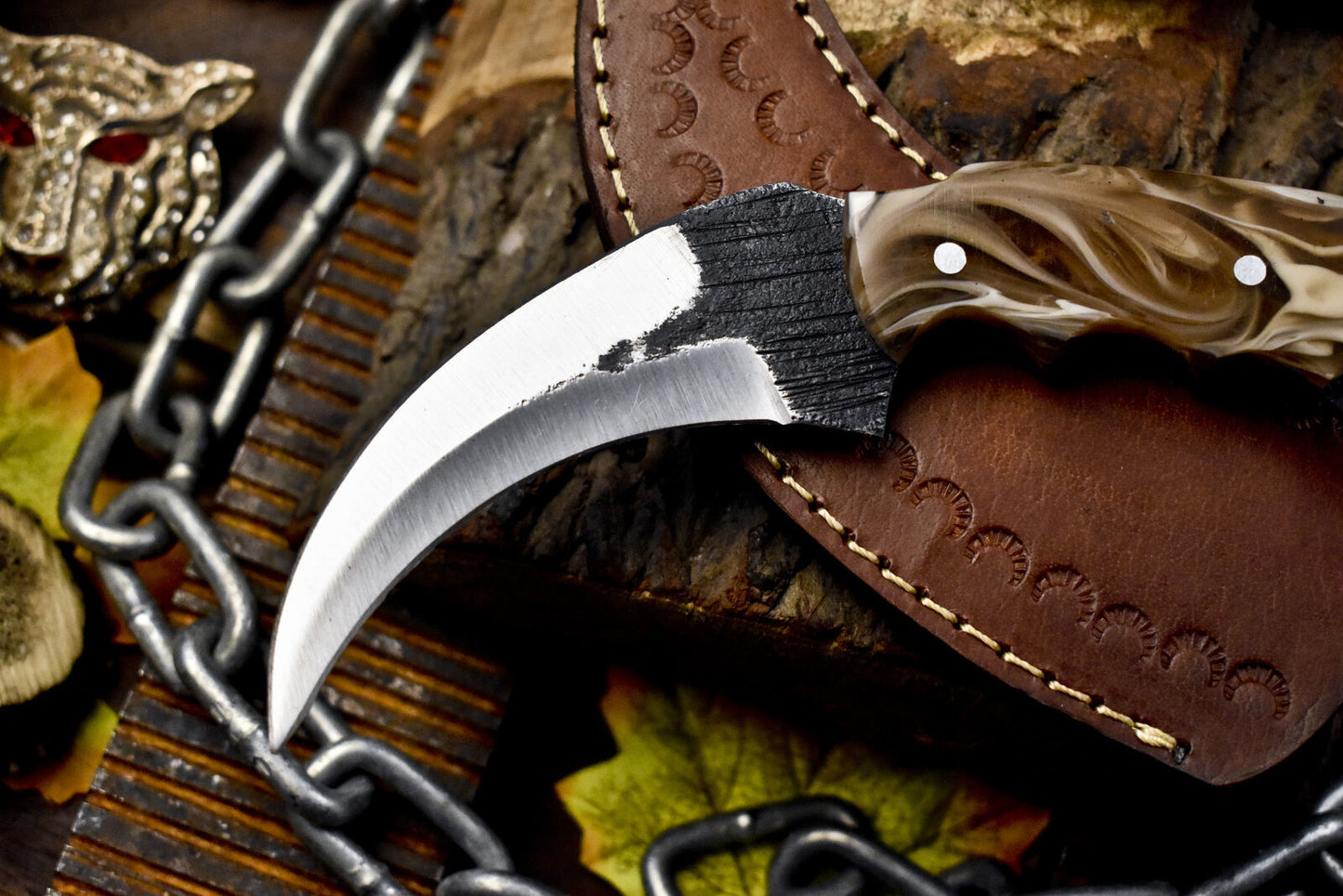 Custom 8" Handmade D2 Steel Karambit Knife Best Karambit Knife With Resin Handle