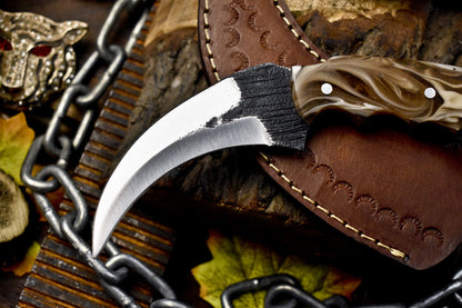 Custom 8" Handmade D2 Steel Karambit Knife Best Karambit Knife With Resin Handle