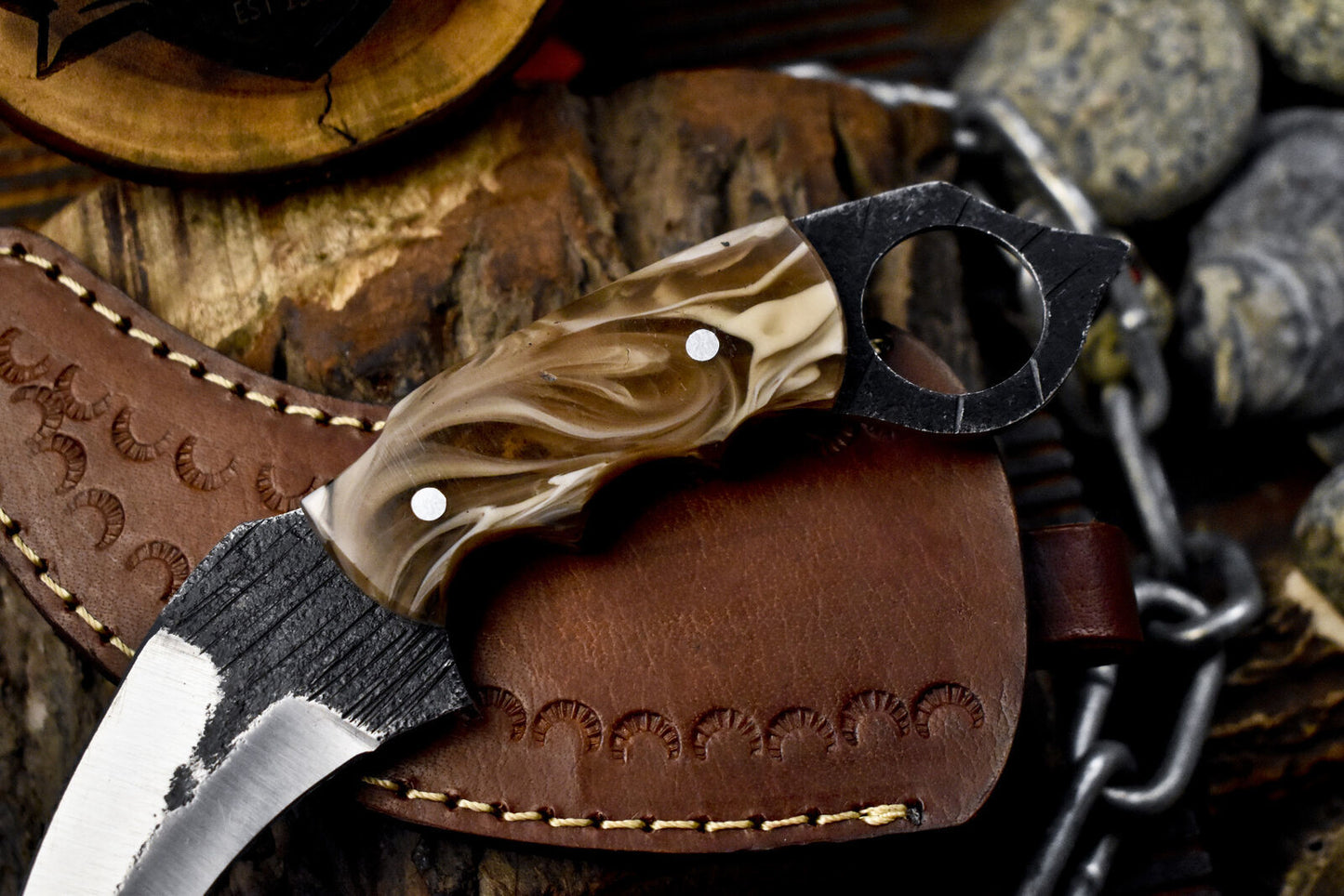 Custom 8" Handmade D2 Steel Karambit Knife Best Karambit Knife With Resin Handle