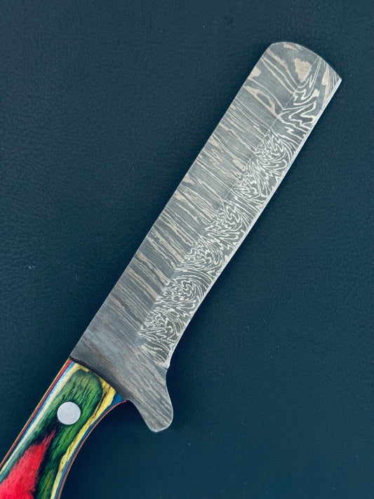 12" Cowboy Best Damascus Steel Bull Cutter Knife Custom Bull Knife With Wood Handle