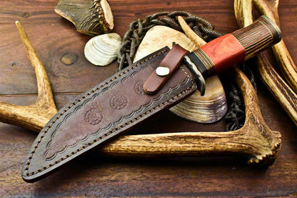 12.5" Damascus Steel Bowie Knife – Walnut Wood Handle