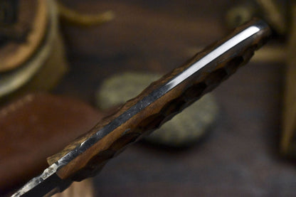 Twist Damascus Skinner Knife with Walnut Wood Handle Tactical Handmade Blade