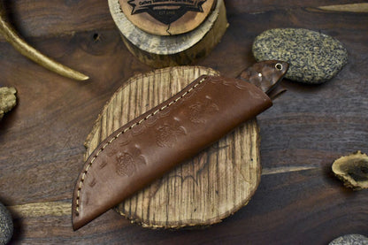 Twist Damascus Skinner Knife with Walnut Wood Handle Tactical Handmade Blade