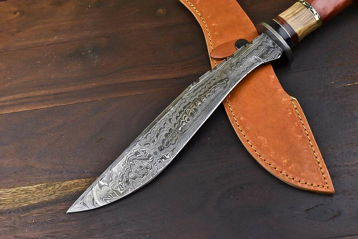 16" Crown Antler Damascus Steel Bowie Knife | Handmade by Heritage Forge