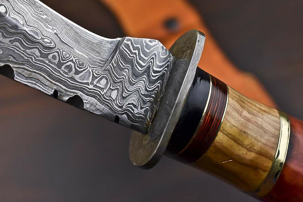 16" Crown Antler Damascus Steel Bowie Knife | Handmade by Heritage Forge