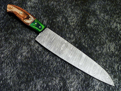 13" Hand Forged Damascus Steel Chef Knife | Professional Kitchen Knife Hard Wood