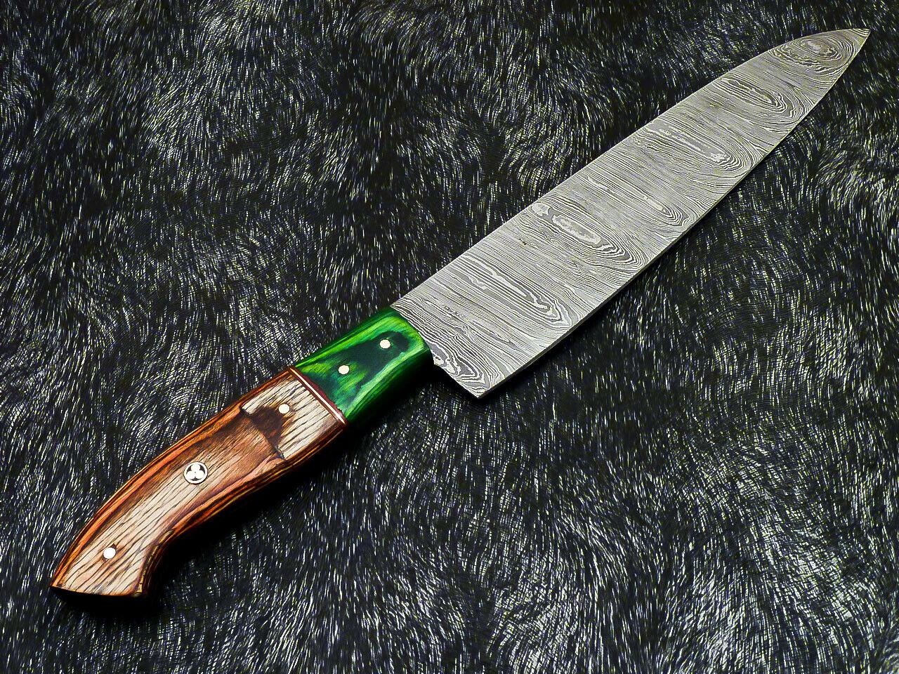 13" Hand Forged Damascus Steel Chef Knife | Professional Kitchen Knife Hard Wood