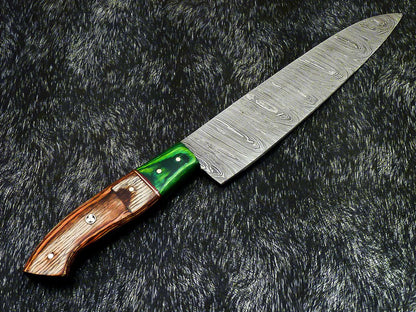 13" Hand Forged Damascus Steel Chef Knife | Professional Kitchen Knife Hard Wood