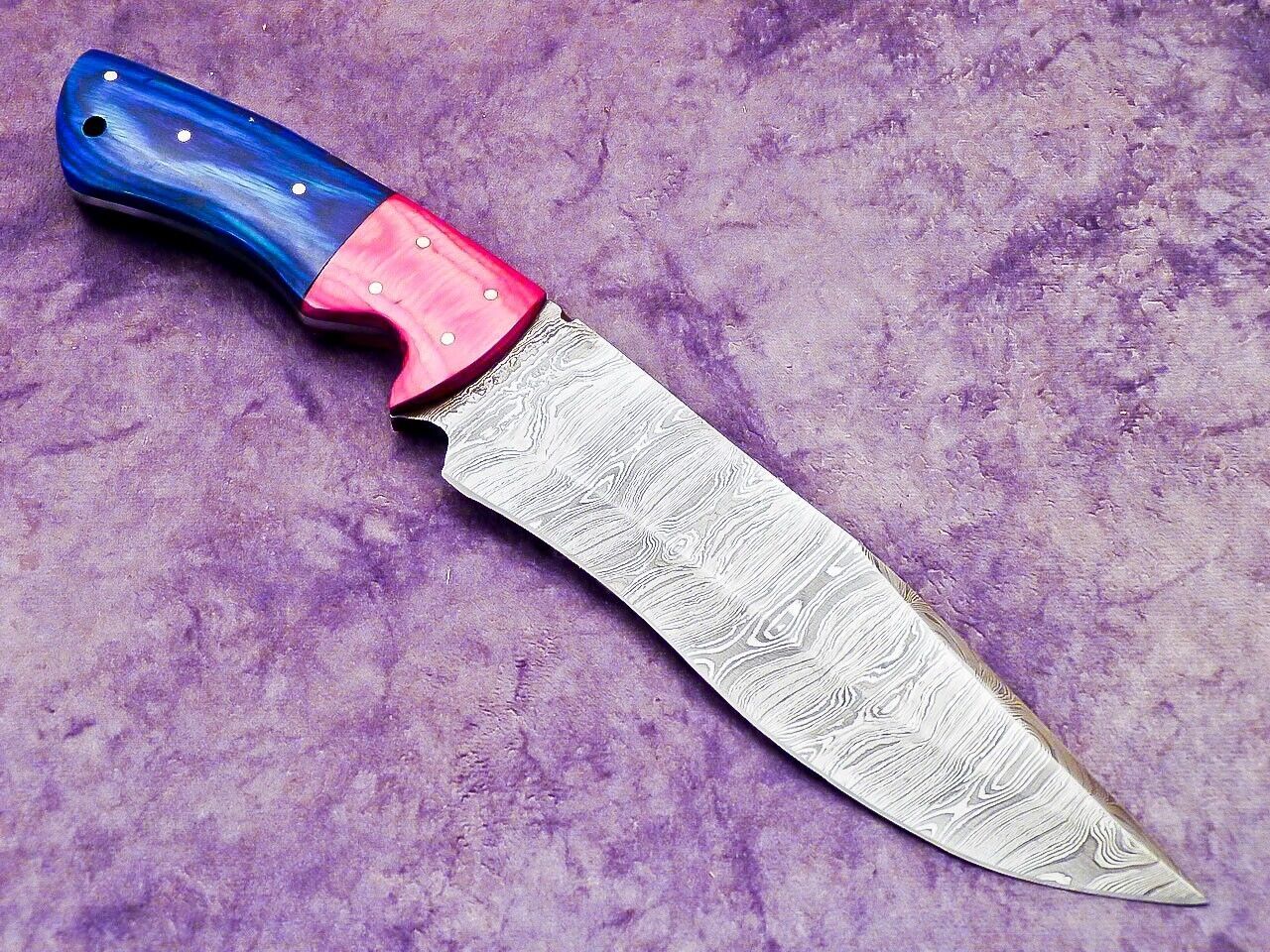 13.0" Handmade Damascus Steel Chef Knife with Hardwood & Resin Handle