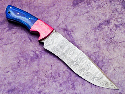 13.0" Handmade Damascus Steel Chef Knife with Hardwood & Resin Handle