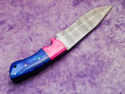 13.0" Handmade Damascus Steel Chef Knife with Hardwood & Resin Handle