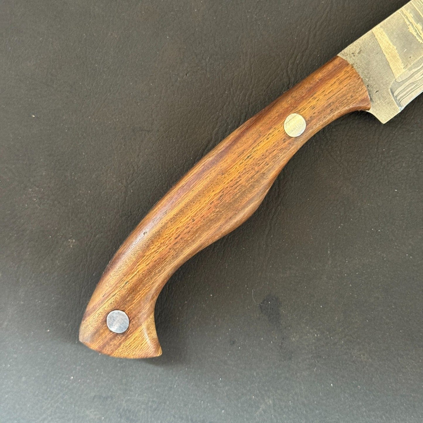 12" Handmade Damascus Steel Fillet Knife with Rose Wood Handle & Leather Sheath