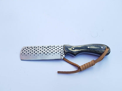 Cowboy Bull Cutter Knife With Pakka Wood Handle Custom Bull Cutter Knife & Leather Sheath