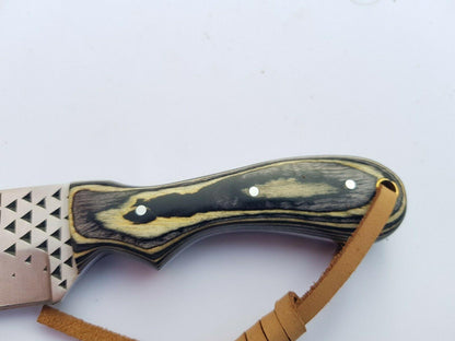 Cowboy Bull Cutter Knife With Pakka Wood Handle Custom Bull Cutter Knife & Leather Sheath