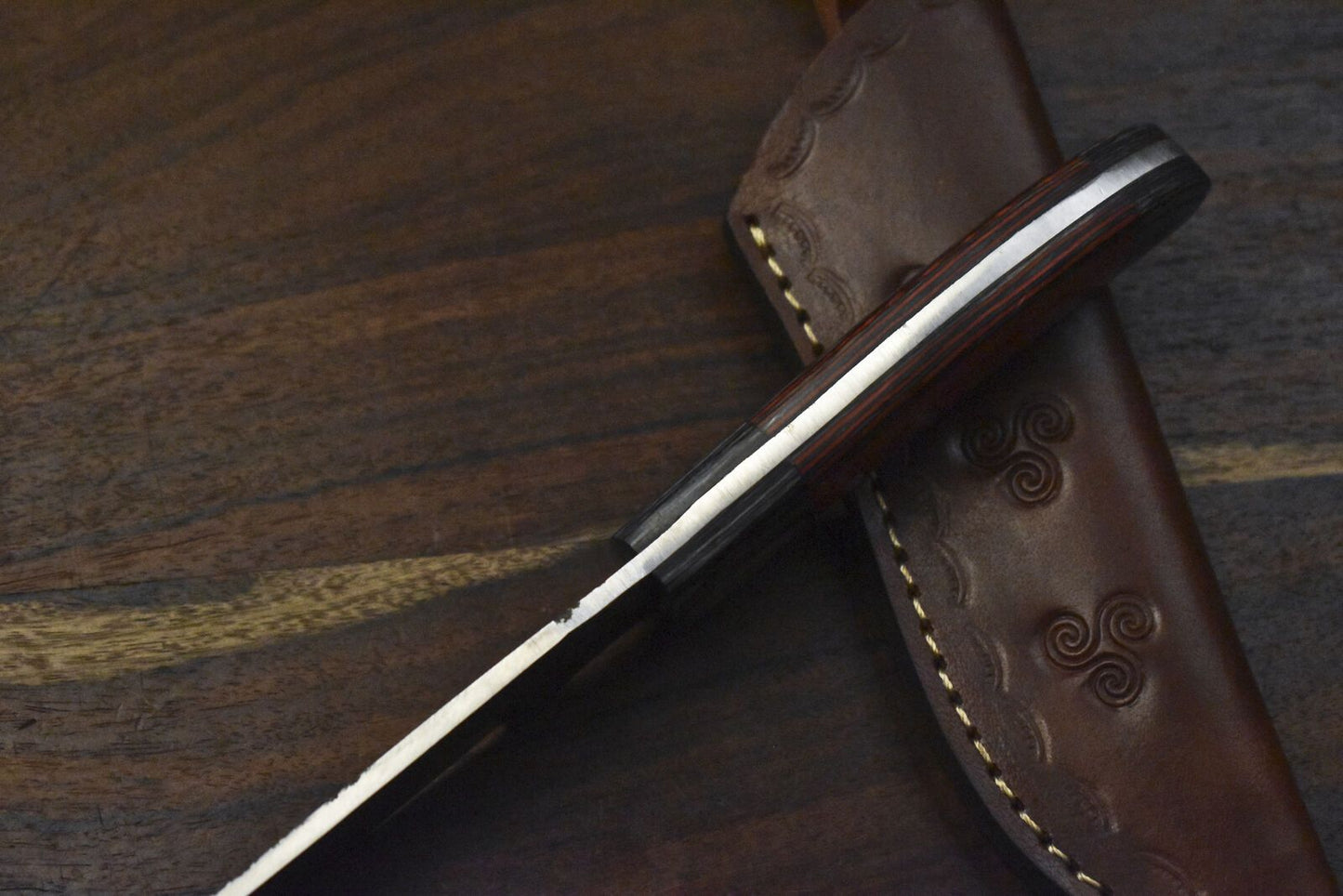 10" Custom Skinner Knife – AUS-8 Steel Blade, Hardwood Handle with Wooden Bolster, Outdoor & Hunting Knife