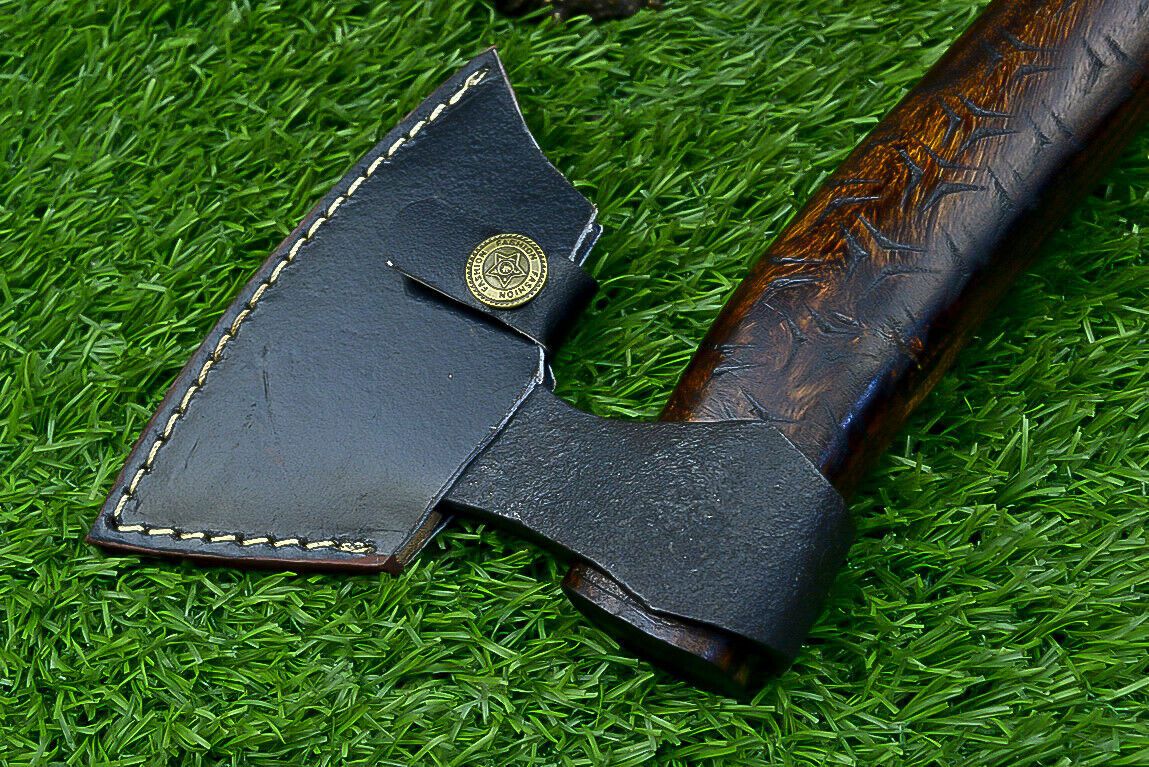 Handcrafted Viking Carbon Steel Tomahawk Axe with Leather Sheath
