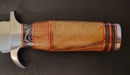 Handmade D2 Steel Hunting Bowie Knife | 16" Full Tang Blade with Hardwood Handle & Leather Sheath