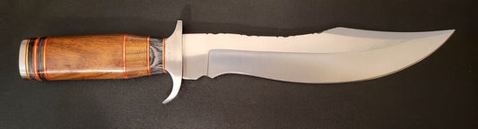 Handmade D2 Steel Hunting Bowie Knife | 16" Full Tang Blade with Hardwood Handle & Leather Sheath